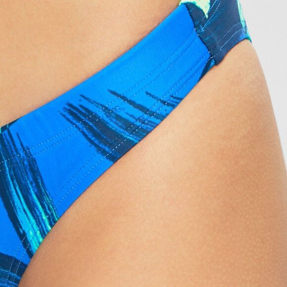 Adidas womens 36" Parley Beach Bikini 2-Piece Swimsuit Blue/Hi-Res Yellow DQ3175 - Picture 9 of 13